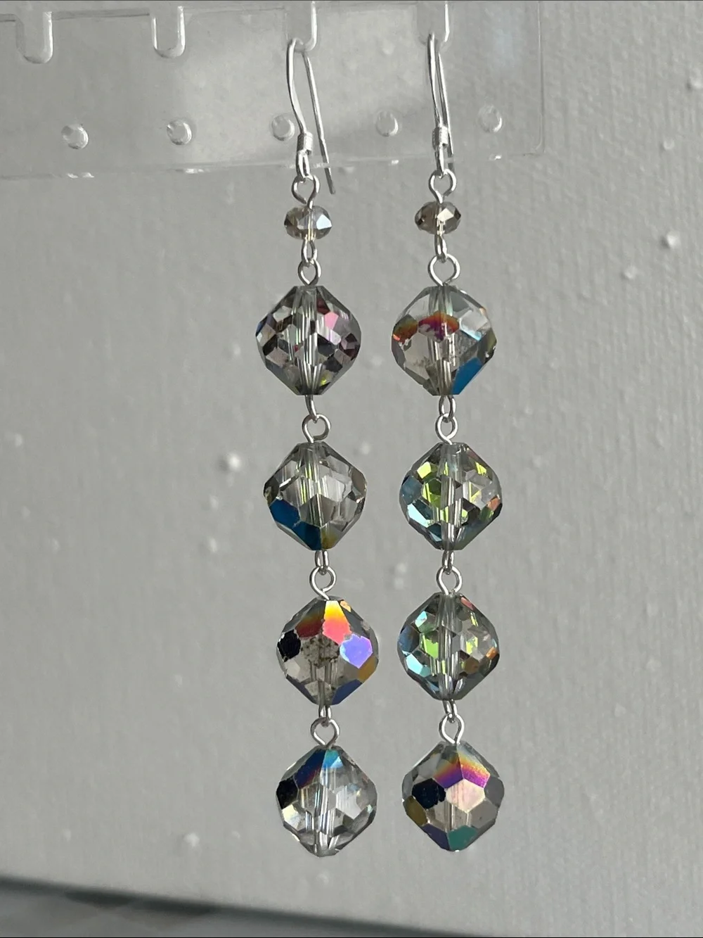 Crystal Drop Dangle Earrings - Clear AB Sparkle S.S.
